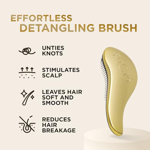 RICH Golden Glamour Satin Touch Detangling Brush - Anti-Static Hair Brush