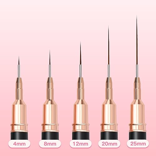 Komall Nail Art Brush Set - 5 Premium Liner Brushes for Fine Detailing