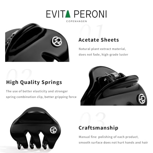EVITA PERONI Upgraded Elegant Black Small Acetate Claw Clips