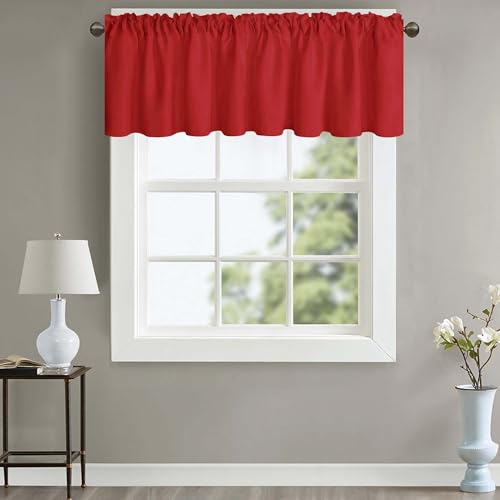 Red Window Valance - Darkening Rod Pocket Curtain, 52" x 18"