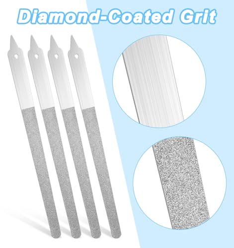 4PCS Diamond Nail File Set - 6" Stainless Steel for All Nails