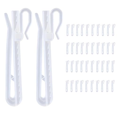 40PCS Adjustable Pinch Pleat Curtain Hooks – Plastic Clips for Drapes
