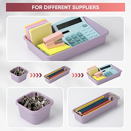 32-Piece Drawer Organizer Set for Office & Vanity, Multi-Size Storage Trays with Non-Slip Pads, Purple
