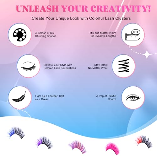 AMilHiTon Halloween Colored Eyelashes 5 Pairs - Faux Mink, Vibrant for Cosplay & Parties (8233 Mixed)