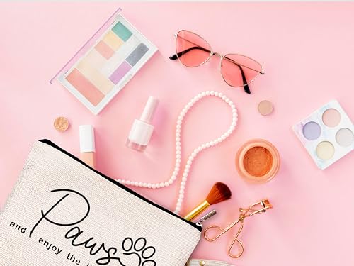 Dog Mom Makeup Bag with Zipper - Inspirational Quote Cosmetic Case for Women