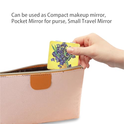 Pocket Mirror for Women 2-Pack 2.8” Square 1x/3x Double-Sided PU Leather Travel Compact