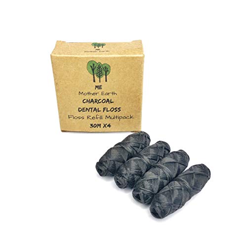 Me Mother Earth Charcoal Dental Floss Refills - Waxed Peppermint, 4 Pack