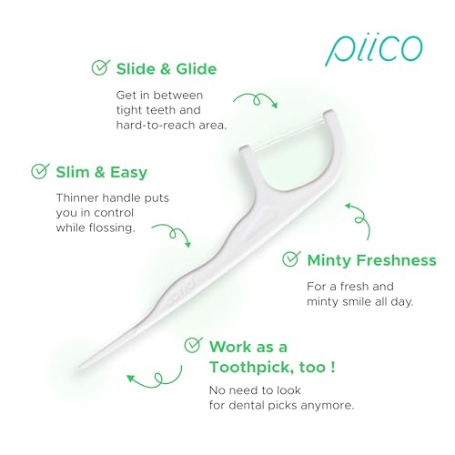Piico Xylitol Dental Floss Picks - 100 Count, Floral Flavor, Portable
