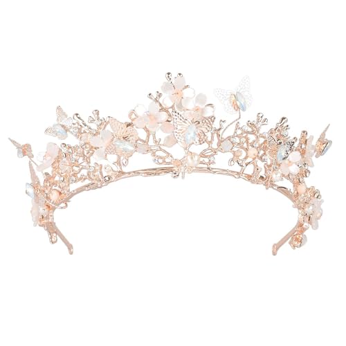Butterfly Crown for Women, Crystal Baroque Fairy Tiara for Wedding