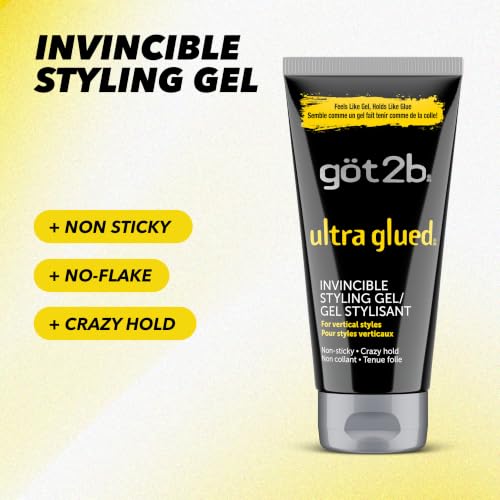 Got2B Ultra Glued Hair Gel 4.42 oz (Pack of 3) - Extra Strong Hold, No Flake