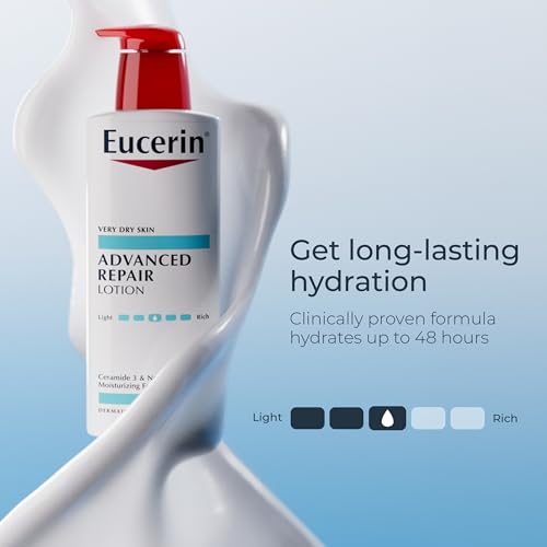 Eucerin Advanced Repair Lotion, Urea Enriched, Unscented Body Lotion for Dry Skin With Triple Moisturizing Complex, 16.9 FL OZ Bottle