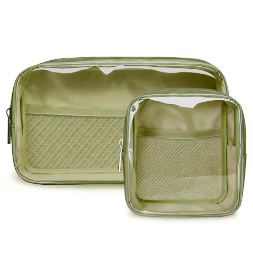 2-Piece Clear Makeup Bag Set - Waterproof PVC Travel Toiletry Organizer