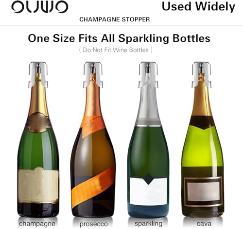 Stainless Steel Champagne Stopper 6 Pack - Leak-Proof & Reusable
