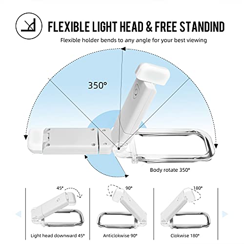 EGWASER USB Rechargeable Book Light - 3 Brightness Levels, 2-Pack