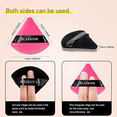 12 Velour Cotton Triangle Makeup Puffs for Loose Powder - Black & Rose Red