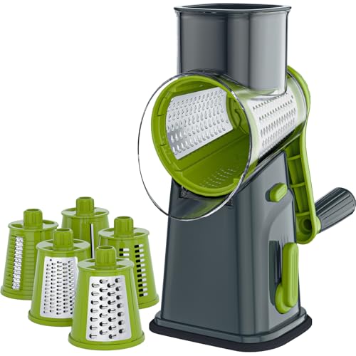 Ourokhome Rotary Cheese Grater with 5 Interchangeable Blades