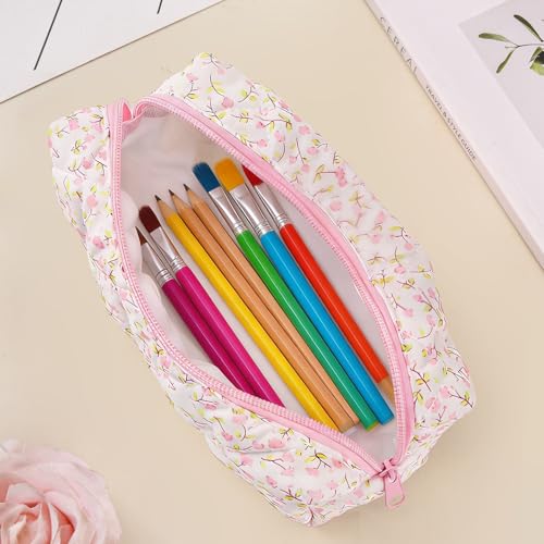Floral Quilted Makeup Bag for Travel and Daily Use - Organizer Cosmetic Pouch