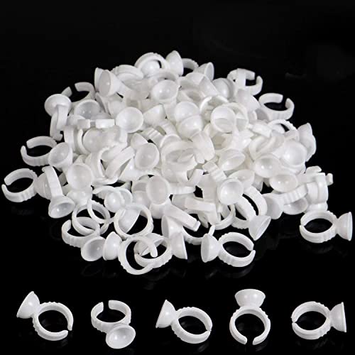 BTArtbox 300 Pcs Disposable Plastic Glue Rings for Nail & Lash Art