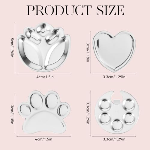 4 Pack Mini Stainless Steel Nail Art Palettes for Easy Mixing