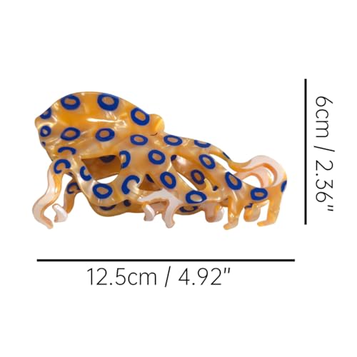 Blue-Ringed Octopus Hair Claw Clip - Durable Cellulose Acetate Accessory
