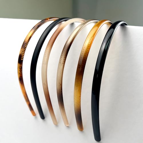 6-Pack Multi-Color Skinny Headbands for Women & Girls