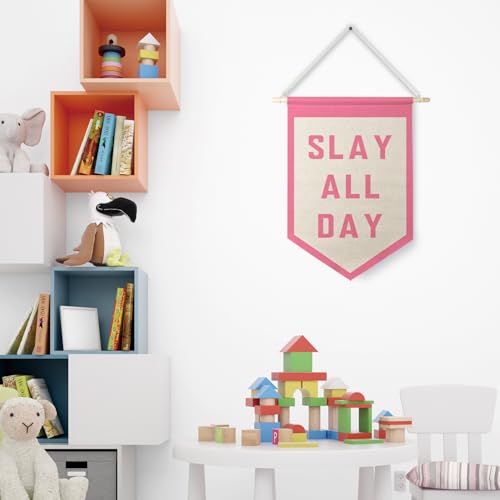 Funny Slay All Day Canvas Pennant Banner for Room Decor