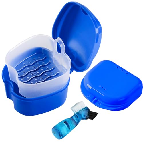3 Pack Retainer Cleaner Case with Brush for Orthodontic Soaking