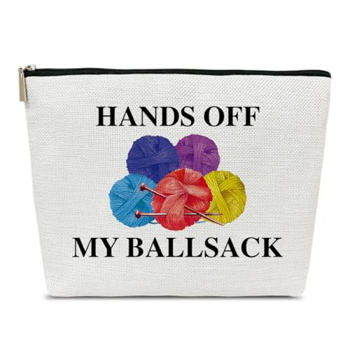 Ythuil Blue Crocheting Makeup Bag - Large Capacity Cosmetic Organizer Gift