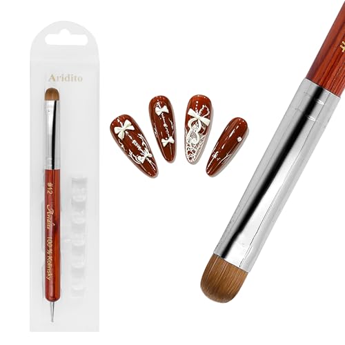 Aridito #12 Dual-Ended Nail Brush & Dotting Pen for French Nail Art - Wooden Handle, Precision Tips