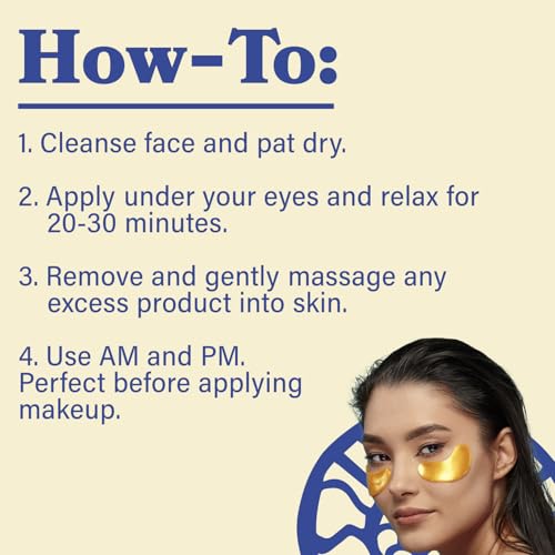 LE GUSHE Gold Under Eye Patches 20 Pairs – Hydrating Collagen & Snail Mucin for Puffy Eyes & Dark Circles
