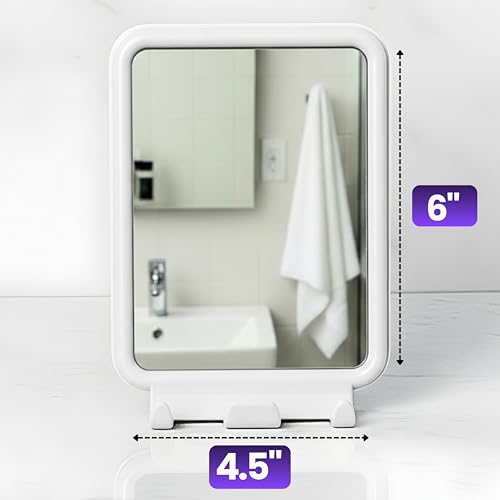 Fog-Free Shower Mirror with 360° Swivel & Razor Hooks - 4.5x6 in