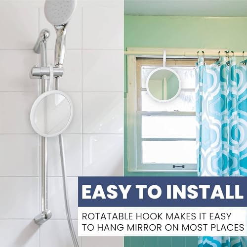 MIRRORVANA White Fogless Shower Shaving Mirror - 6.7 Inch, Hangable & Shatterproof