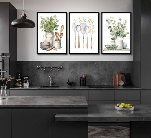 Sage Green Eucalyptus Leaves Wall Art - Unframed Canvas Set