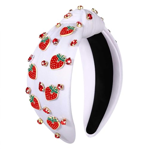 Strawberry Headband for Women - Jeweled Tropical Fruit Hair Accessory