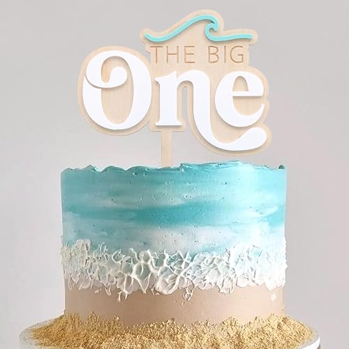 The Big One Surf Theme First Birthday Cake Topper