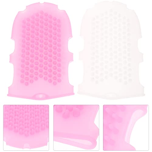 COHEALI Silicone Massage Gloves Bath Brush 2-Pack – Blue & White