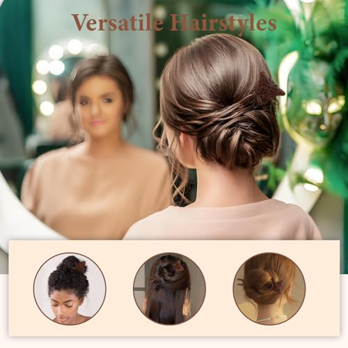 CUBACO Vivid Butterfly Wooden Hair Sticks for Elegant Updos - Handmade French Twist Hair Pins for Long Thick Hair Women