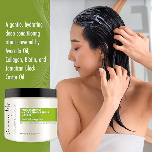 Sunny Isle Avocado & Collagen Hair Masque 16oz - Deep Conditioning Treatment