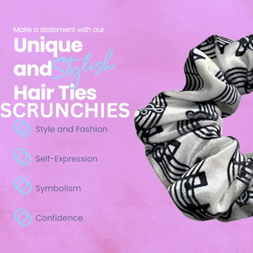 Sportybella Music Note Velvet Scrunchie - Gift for Music Lovers, Treble Clef Hair Tie