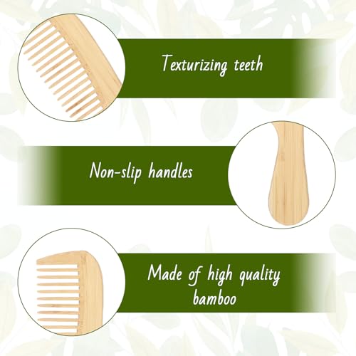 Natural Bamboo Anti-Static Hair & Beard Comb Set - Wide, Fine & Rat Tail