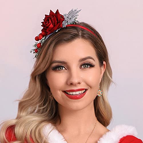 Catery Berry Reindeer Antler Headbands Xmas Head Hoop for Women & Girls