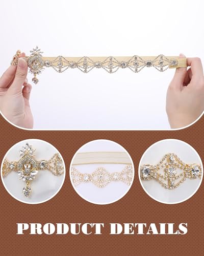 Gold 1920s Flapper Headband for Women Vintage Art Deco Hair Accessories