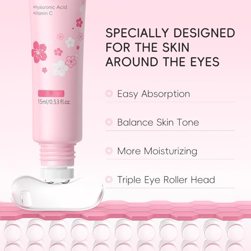 AKARY Sakura Eye Serum Roller for Dark Circles & Puffiness