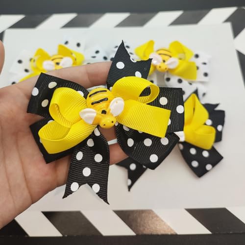 Jaczora Bee Hair Clips 4-Pack - Cute Dot Bow Alligator Hair Pins for Women