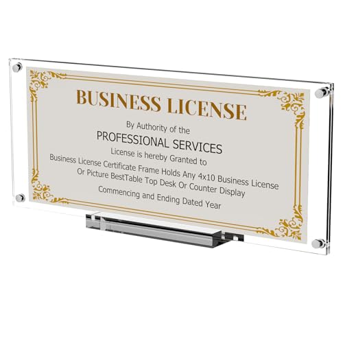 Boloyo Acrylic Business License Display Frame - 10 Inch Clear Holder