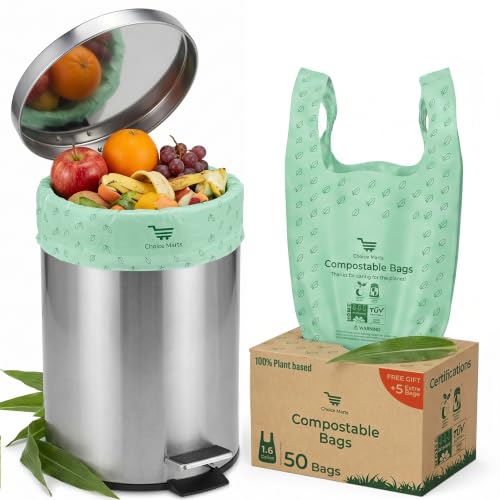 Compostable Trash Bags 1.6 Gallon with Easy Tie Handles
