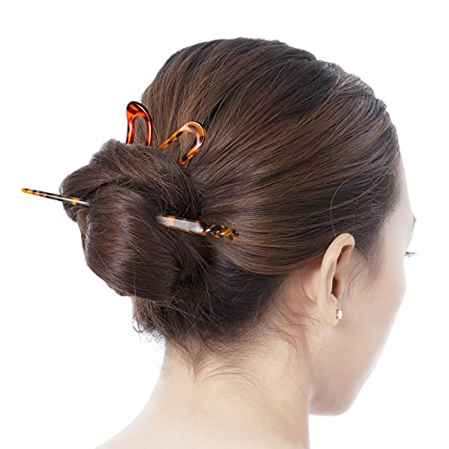 Syhood 6-Piece Tortoise & Leopard Pattern Hairpins Hair Forks for Women