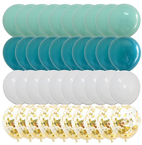 Mint Green & Blue Matte Balloons - 60 Pack for Celebrations