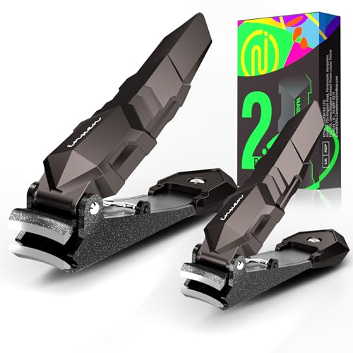 INXEN 2 Pack Black Nail Clippers Set with Catcher - Small & Large Heavy Duty Stainless Steel Manicure Tools for Men & Women