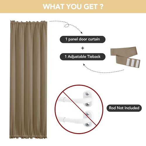 Deconovo Thermal Insulated Blackout Curtain for Glass Doors - 72" Long, Khaki